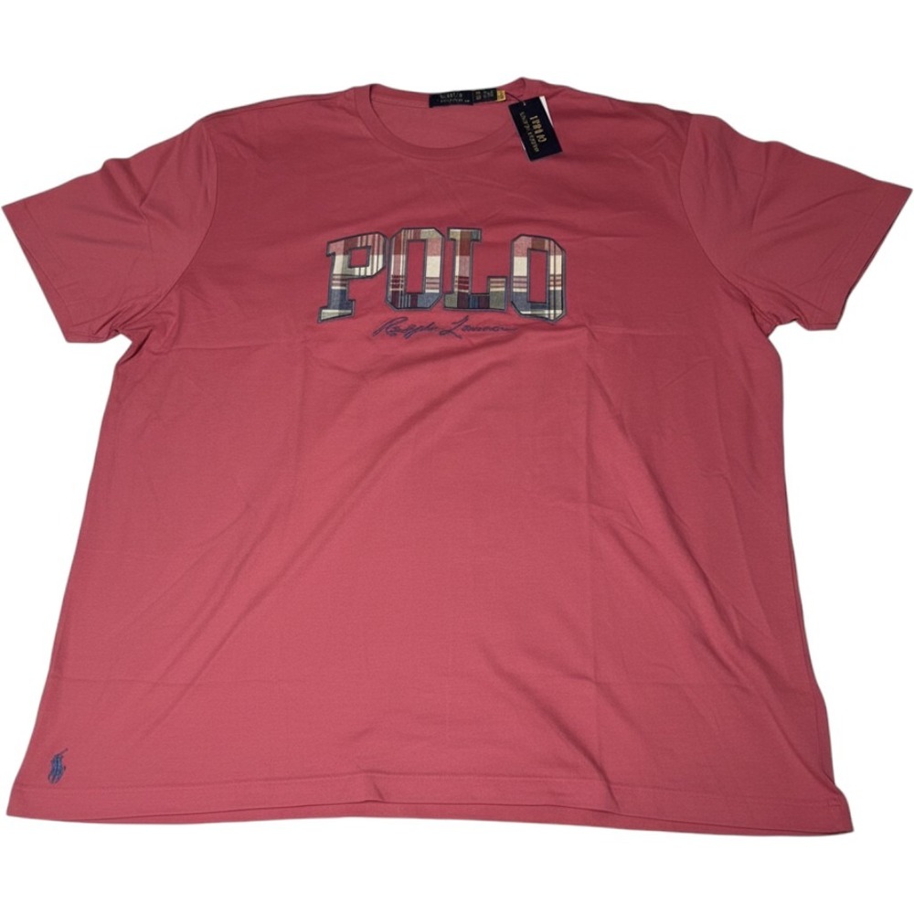Polo Ralph Lauren Mens 3XB Red Pink Plaid Logo Graphic T-Shirt NWT